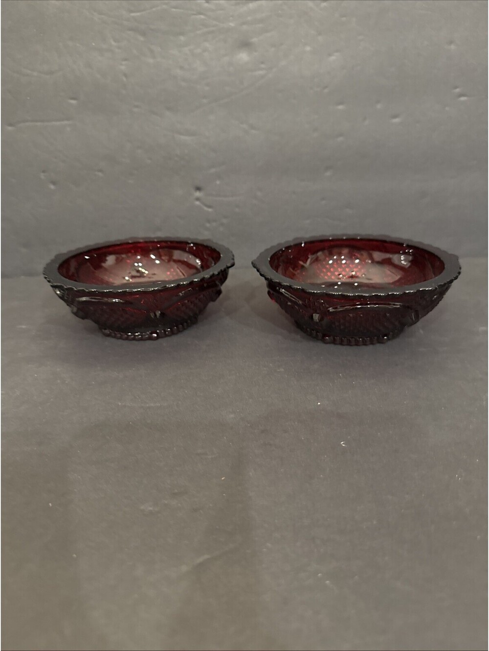 Avon (2) Cape Cod Ruby Red Berry Fruit Bowls 5 1/4” Both Chipped